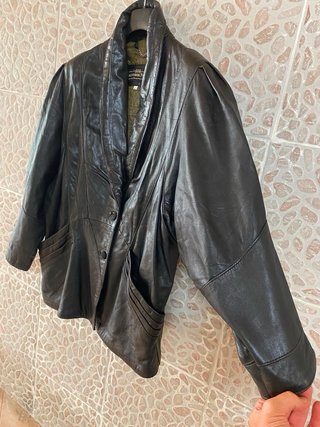 Giacca vintage vera pelle maniche pipistrello