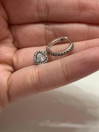 Pendientes Aro Corazón Blanco pandora