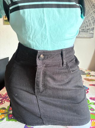 Falda vaquera negra mujer talla S