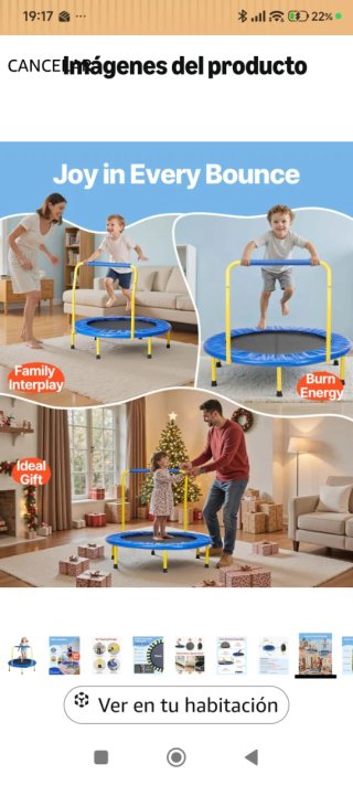 Cama elástica infantil azul y amarilla