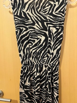 Vestido estampado cebra beige y negro