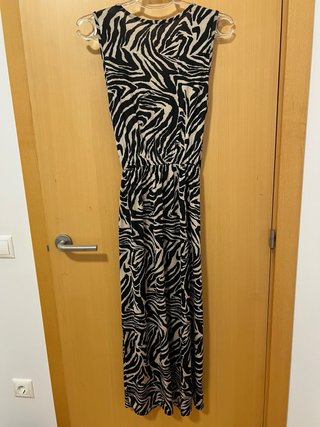 Vestido estampado cebra beige y negro
