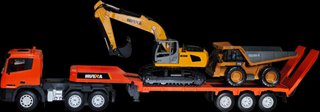 camión trailer+camión obra+excavadora RC HUINA1319