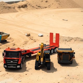 camión trailer+camión obra+excavadora RC HUINA1319