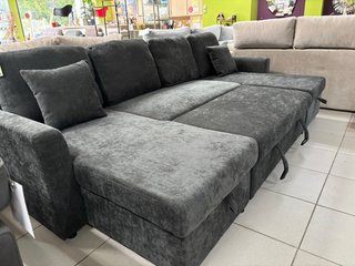 Sofá cama gris en forma de U con 2 Arcones