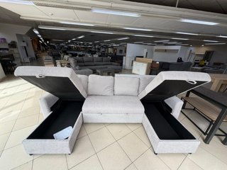 Sofá cama gris en forma de U con 2 Arcones
