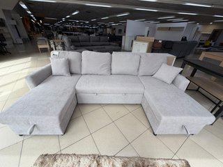 Sofá cama gris en forma de U con 2 Arcones