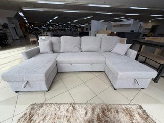 Sofá cama gris en forma de U con 2 Arcones