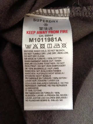 Camiseta Superdry Talla S Gris