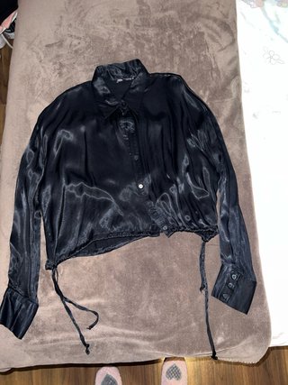 Camisa Zara Negra Satinada