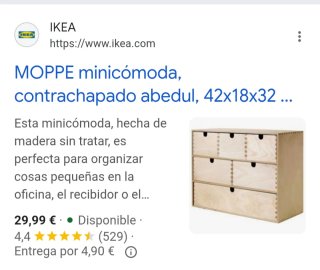 Cajonera de madera. Ikea