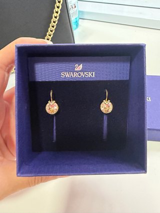 Pendientes Swarovski Dorados y Rosas