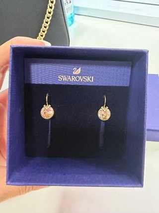 Pendientes Swarovski Dorados y Rosas