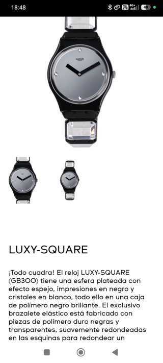 Swatch Mujer Negro/Plata Luxy-square