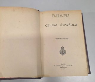 Libro Farmacopea Oficial Española 1905