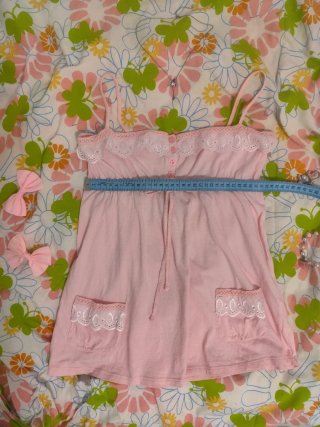 Top Babydoll Rosa Encaje y Lazo Talla Única