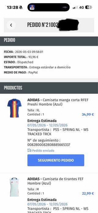 Camiseta Pre-Match España Adidas XL