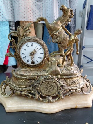 Reloj Antiguo Bronce y Mármol
