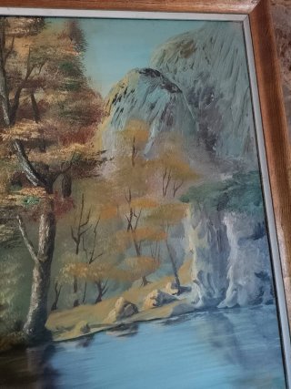 Óleo sobre tabla firmado S. XX (1968) marco dorado