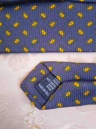 Cravatta Seta & Lana Blu Paisley Giallo italy y2k