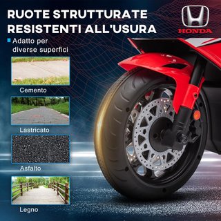 Moto Eléctrica para Niños Con Licencia HONDA, Moto para Niños Eléctrica Con Batería 6V Recargable, Velocidad 3 Km/H, Música y Ruedecillas, Roja