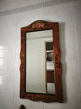 Espejo madera floral