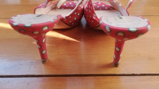 Miu Miu Zapatos y Cinturón Rojo Lunares
