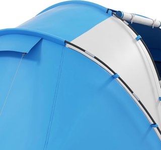 Tienda De Camping 4 Personas Con 2 Zonas De Noche Y Bolsa De Transporte, 430×240×170 Cm, Blanco Y Azul