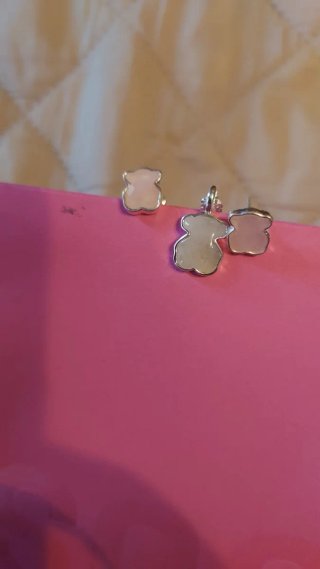 Pendientes y colgante Tous Oso Rosa y Plata