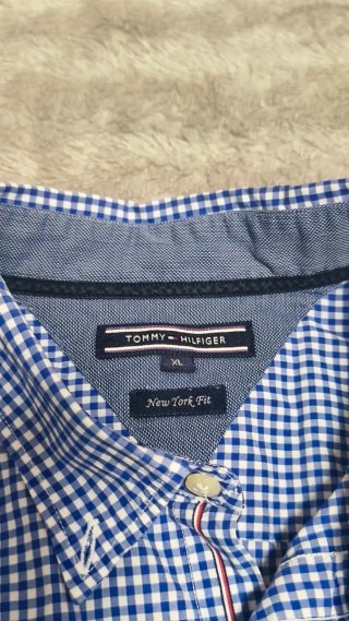 Camisa Tommy Hilfiger cuadros azul y blanco Talla