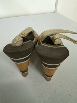 Guess Sandali Zeppa Donna Tg 40 Oro Marrone