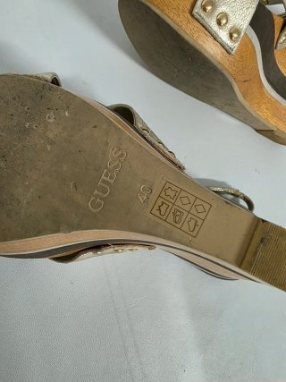 Guess Sandali Zeppa Donna Tg 40 Oro Marrone