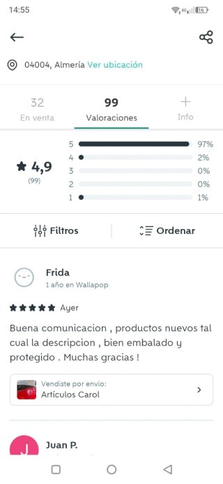 Valoraciones wallapop