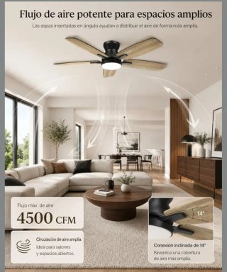 Ventilador Techo con Luz y Mando grafito/madera