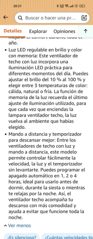 Ventilador Techo con Luz y Mando grafito/madera