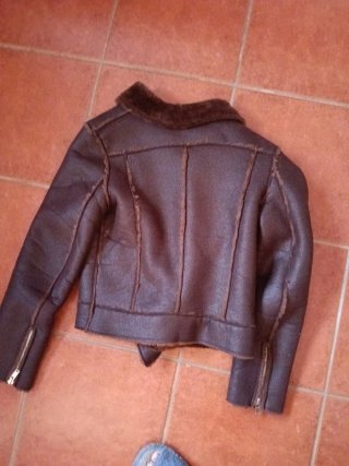 Chaqueta Biker Pelo Sintético Marrón