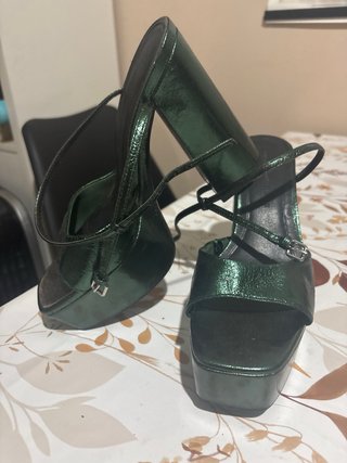 Sandalias P&B Plataforma Verde/Plata