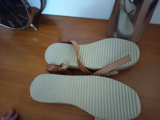 Sandalias esparto marrón y dorado