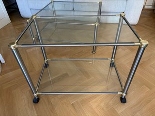 Mesa de centro y mesa de TV cristal y metal dorado