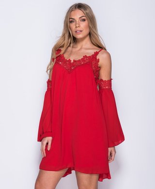 Vestido Acampanado Rojo Nuevo