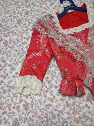 Traje Fallera Niña Siglo XVIII Rojo Sandía