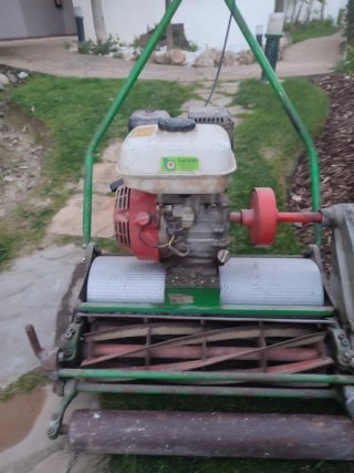 Cortacésped verde con motor