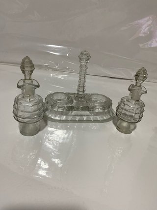 Juego Aceitera Vinagrera Cristal Antiguo