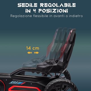 Go Kart a Pedales para Niños de 3 a 8 Años con Asiento Ajustable en 4 Posiciones y Ruedas de EVA, 100X58X58.5 Cm, Rojo y Negro