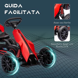 Go Kart a Pedales para Niños de 3 a 8 Años con Asiento Ajustable en 4 Posiciones y Ruedas de EVA, 100X58X58.5 Cm, Rojo y Negro