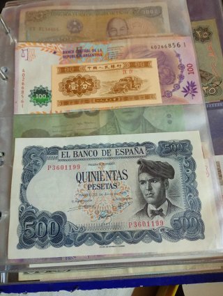 Lotto 3 Banconote Colombiane: 10, 20, 50 Pesos Oro