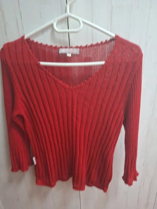 Jersey manga larga rojo poliamida viscosa