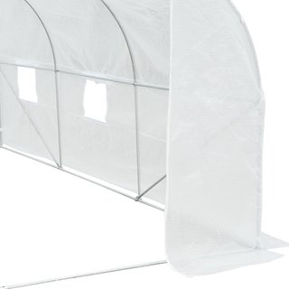 Invernadero de Jardín en Forma de Túnel con Puerta Enrollable, 6 Ventanas y Techo a Dos Aguas, Invernadero para Huerto en PE para Plantas, 3.5X3X2 M, Blanco