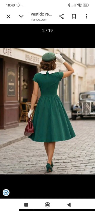 Vestido vintage verde