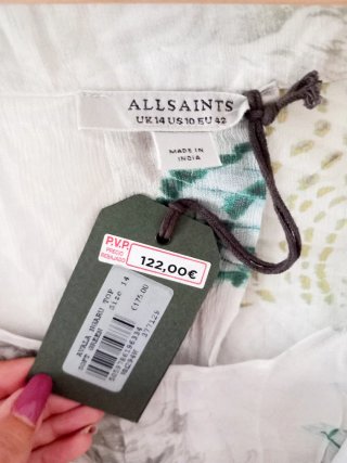 Blusa AllSaints Avala Ngaru Top Talla 40 L